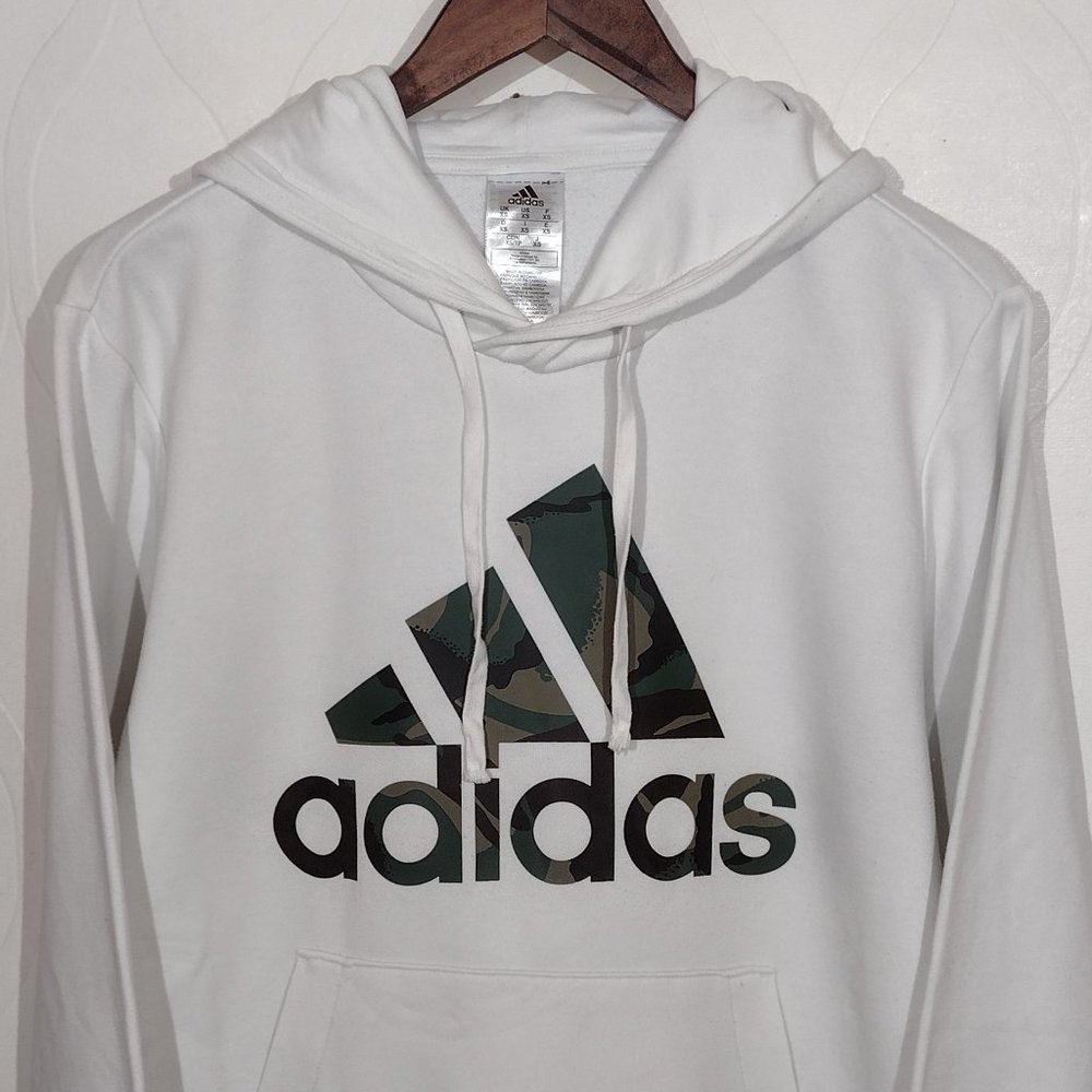 Adidas Camo Logo Hoodie Sweatshirt Size S Womens White - Picture 4 of 13